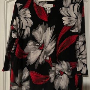 Alfred Dunner Women's Floral Blouse - Black, Red, Gray